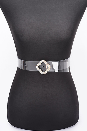 Rhinestone Metal Buckle Clear Belt