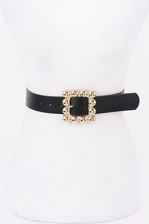 Metal Square Buckle PU Belt