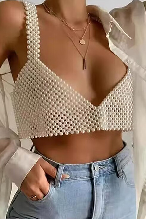 Faux Pearl Bralette