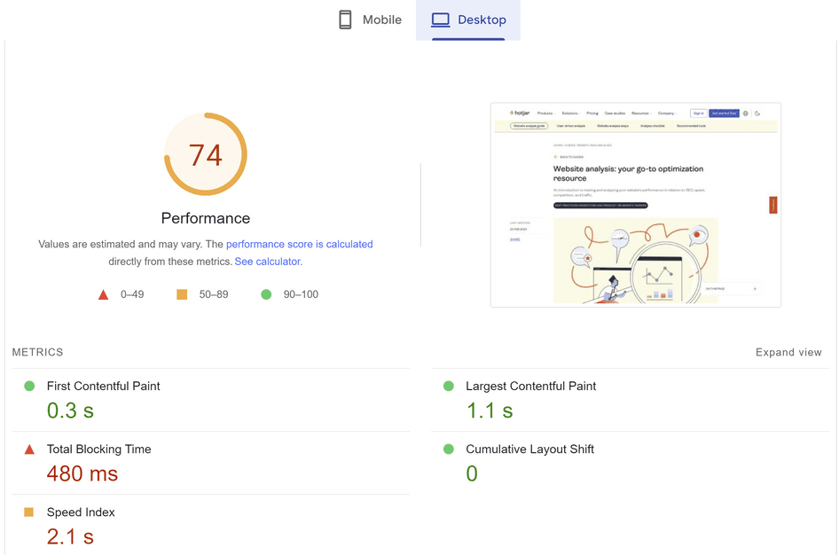 #PageSpeed Insights shows room for improvement...