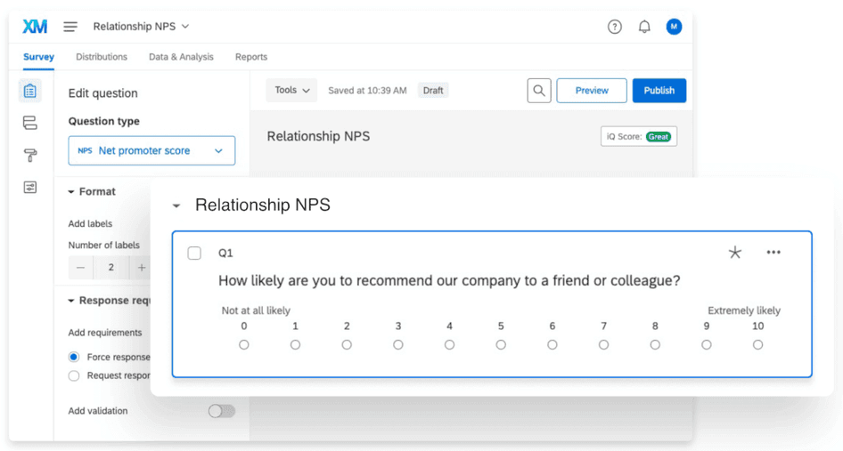 #An NPS survey template in Qualtrics Surveys