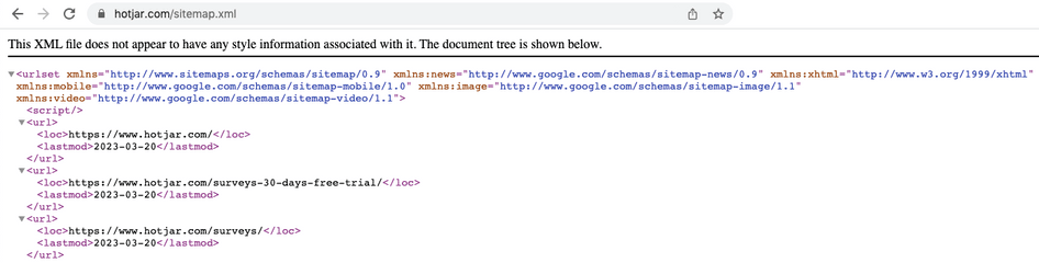 #How our XML sitemap looks when viewed in a browser