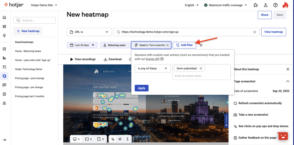 #Filtering a heatmap by conversion event