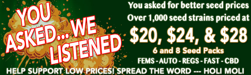 banner for current 50% off sale on select marijuana seeds