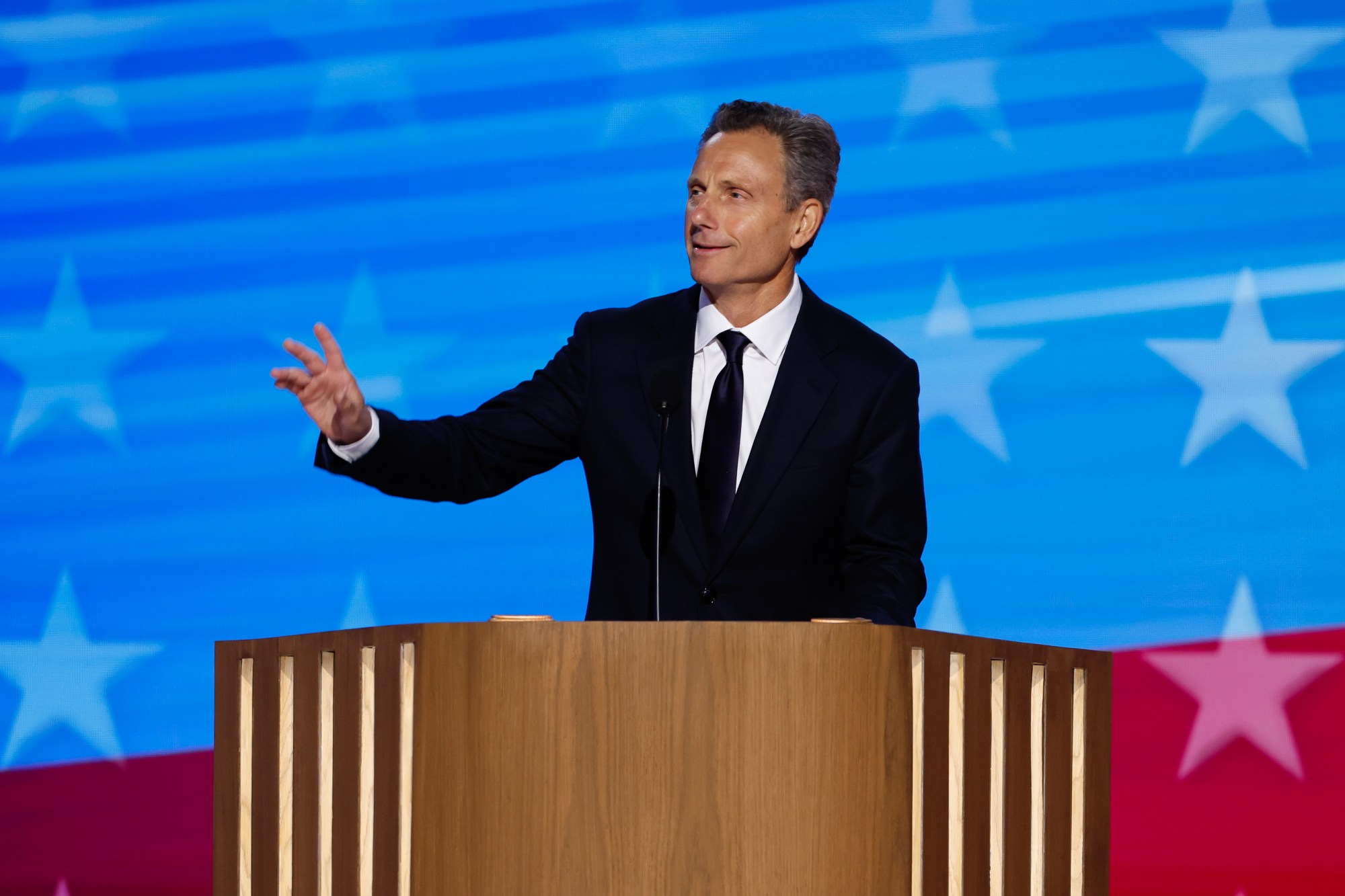 Actor Tony Goldwyn onstage during the first day of the Democratic National Convention.