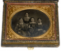 RARE SIXTH PLATE TINTYPE OF FAMILY IN MOURNING CASE