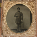 VERY NICE SIXTH PLATE TINTYPE OF STANDING CIVIL WAR SOLDIER