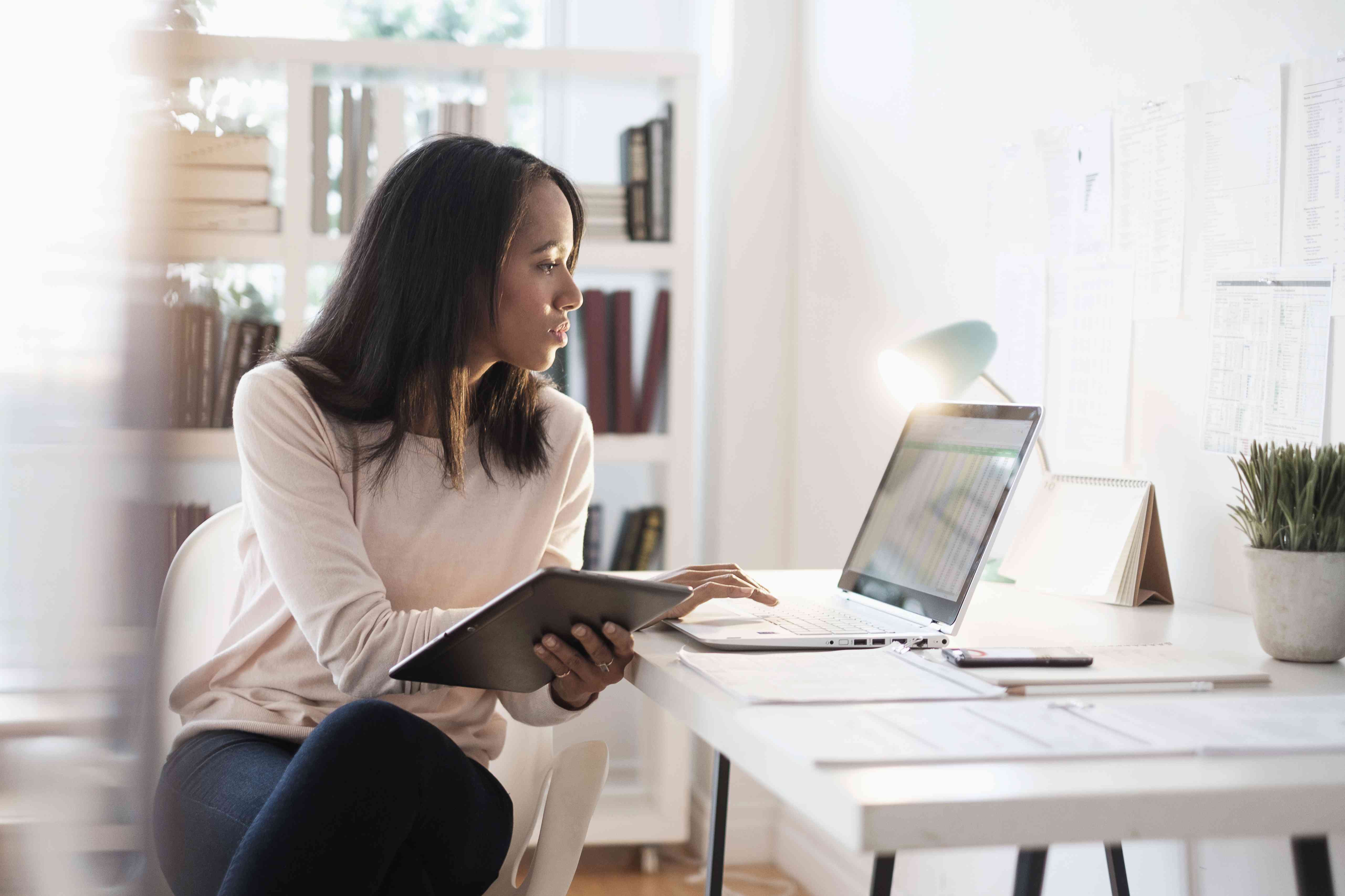 Business woman using a laptop