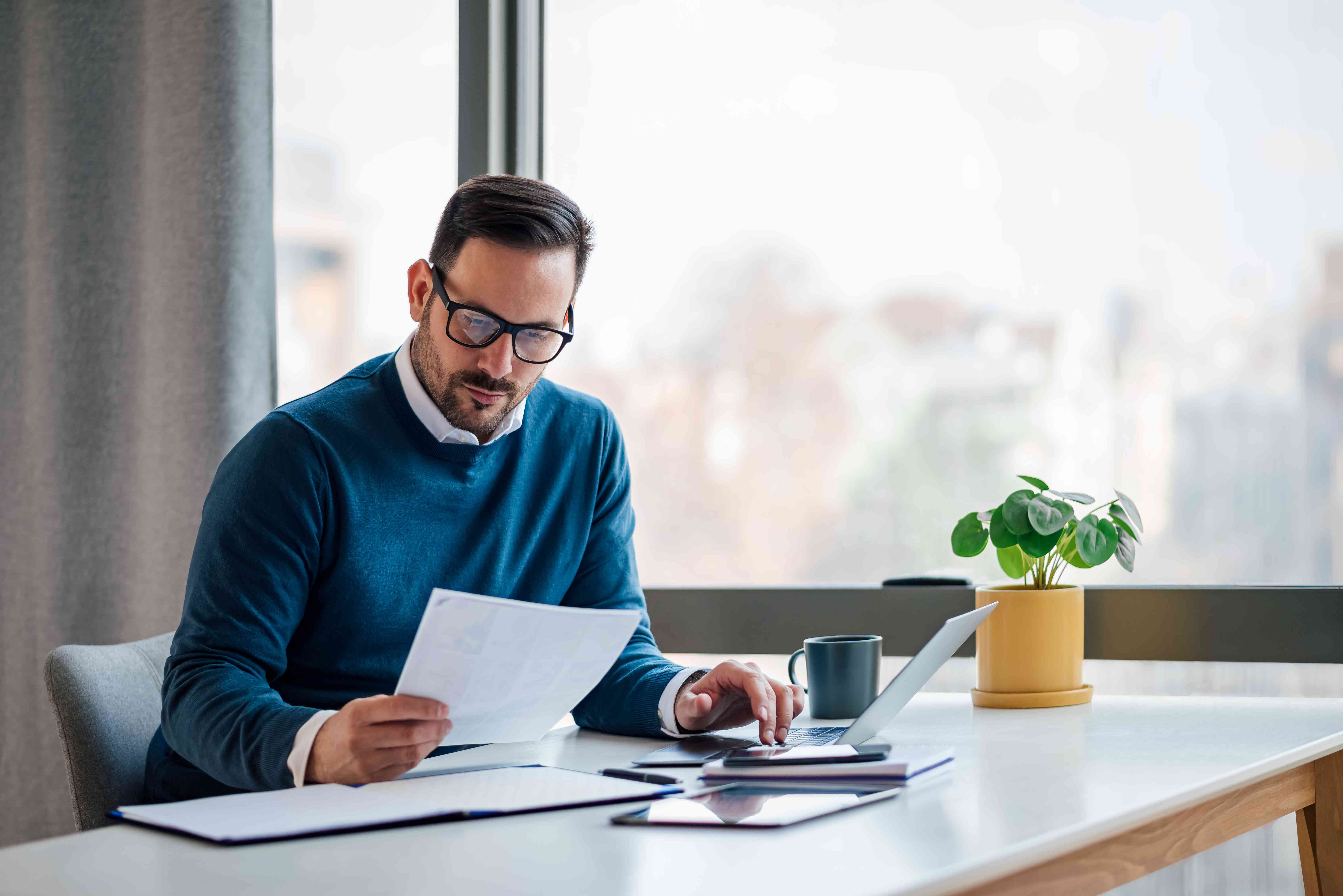 A man doing taxes