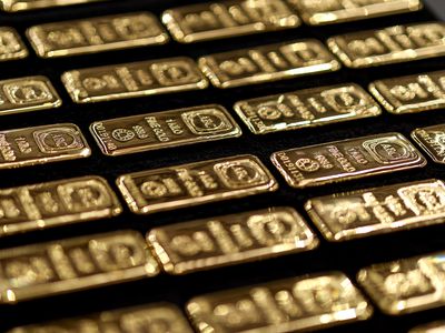 Rows of one-kilogram gold bars are pictured at a refinery facility in Australia.