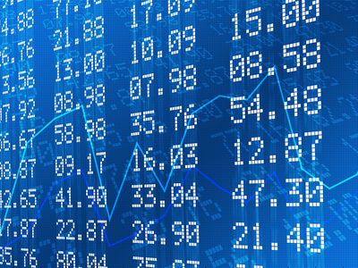 Stock exchange graph and numbers.