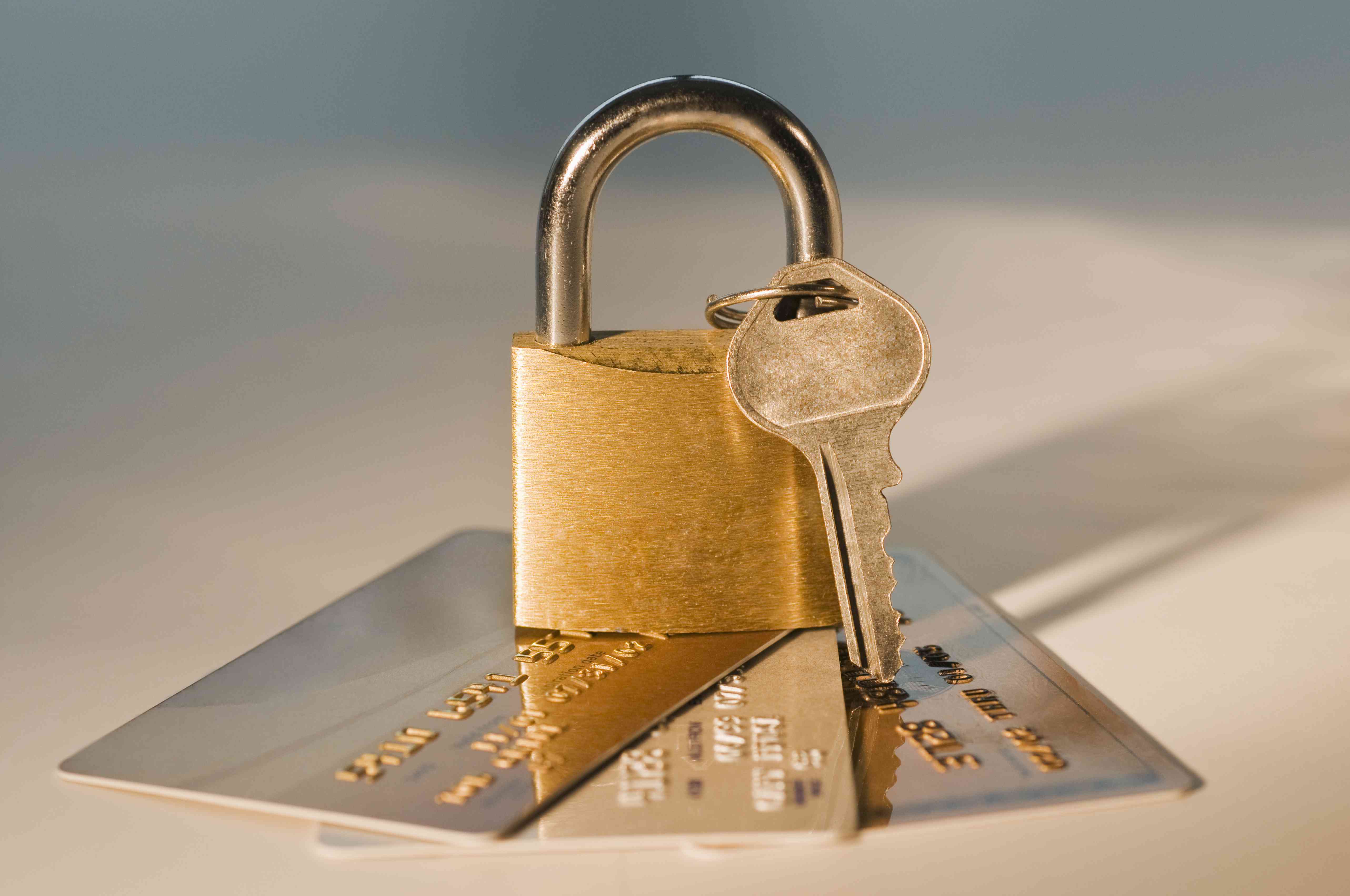 Lock and key on credit cards