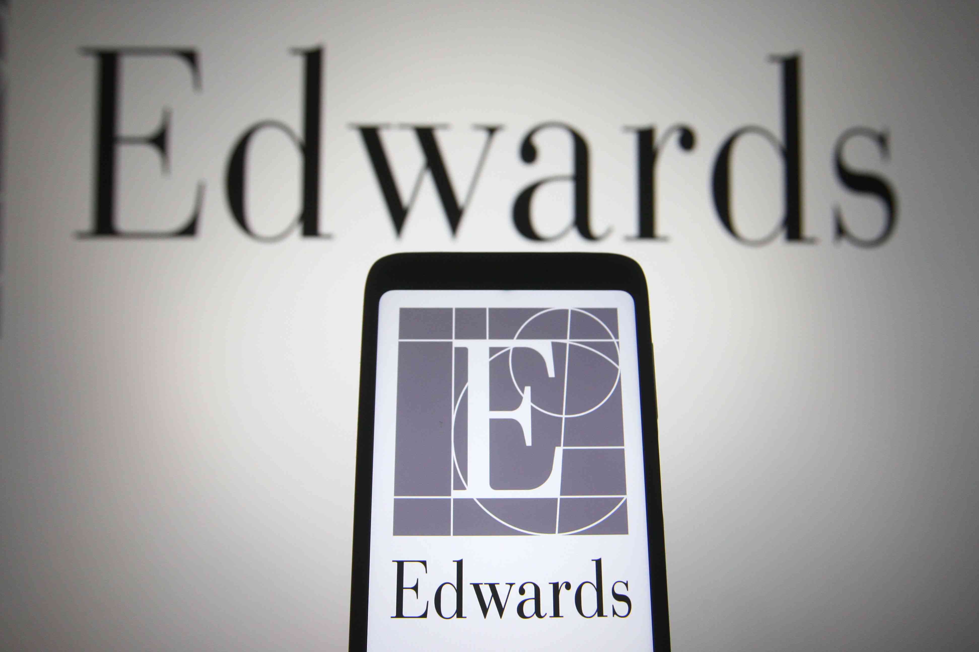 Edwards Lifesciences logo on a smartphone