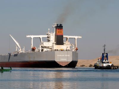 A crude oil tanker owned by Euronav SA sails on the Suez Canal.