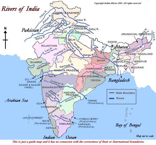 Map Of Rivers In India Rivers Of India Map Indian River Map River | The ...