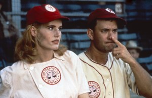 A LEAGUE OF THEIR OWN, from left: Geena Davis, Tom Hanks, 1992. ©Columbia Pictures /Courtesy Everett Collection