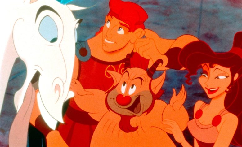 HERCULES, Pegasus, Philoctetes (voice: Danny DeVito), Hercules (voice: Tate Donovan), Meg (voice: Susan Egan) 1997. © Buena Vista Pictures/courtesy Everett Collection