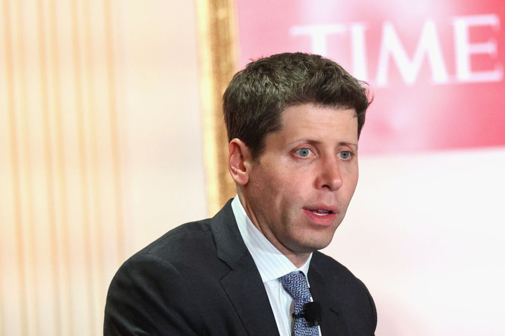 NEW YORK, NEW YORK - DECEMBER 12: Sam Altman speaks onstage during A Year In TIME at The Plaza Hotel on December 12, 2023 in New York City. (Photo by Mike Coppola/Getty Images for TIME)