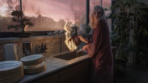 'Disclaimer' series stars Cate Blanchett, shown here lighting a book on fire over her kitchen sink, at sunrise