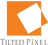 Orange and White Tilted Pixel Logo