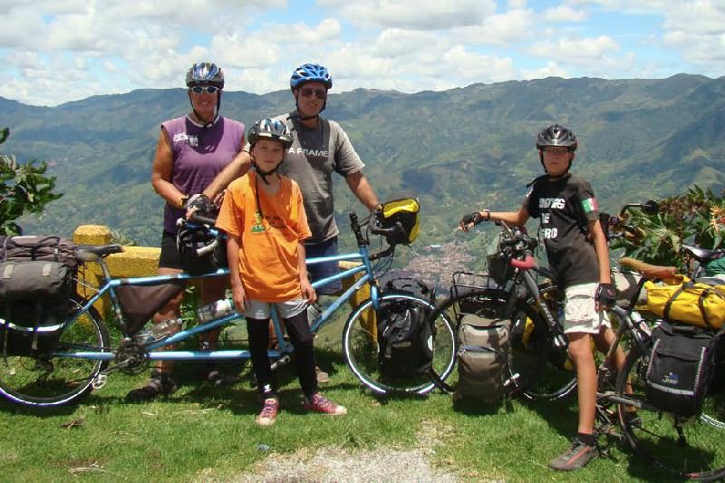 Family on bikes