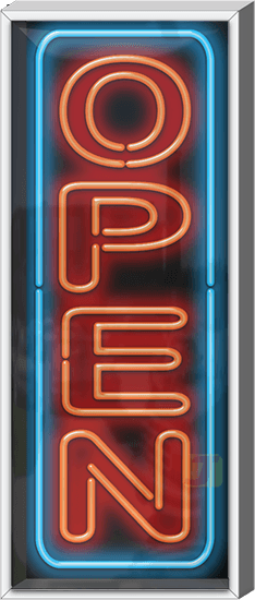 Outdoor XL Open Vertical Neon Sign