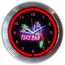 Tiki Bar Neon Clock