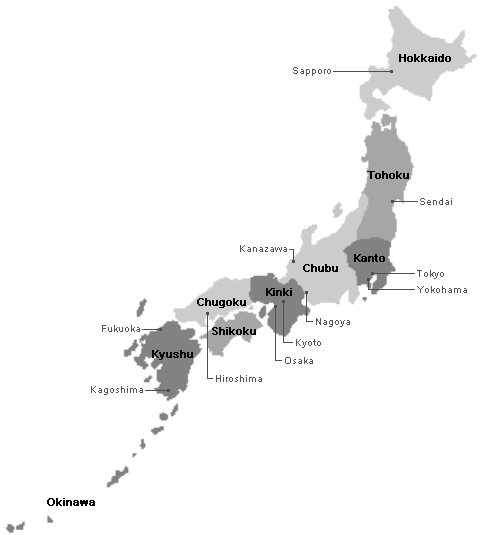 Regions Of Japan Map