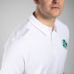 White Men’s Ireland Shamrock Polo Shirt with embroidered shamrock crest by O’Neills.