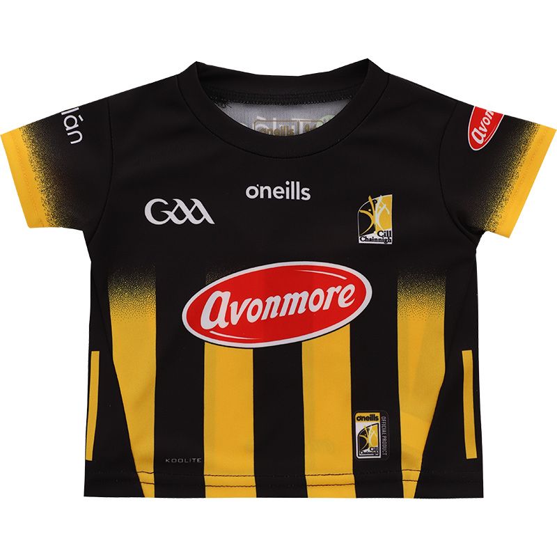 Black Kilkenny GAA Baby Home Jersey 2024 with Black knitted collar by O’Neills.