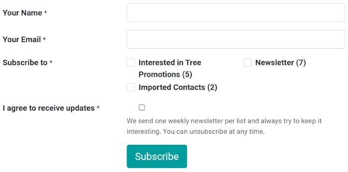 Form subscription configuration and settings