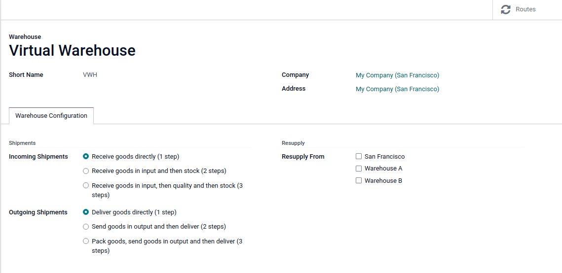 New warehouse form.