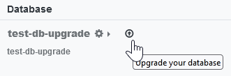 Der Datenbankmanager mit einer Upgrade-Schaltfläche neben dem Namen einer Datenbank.
