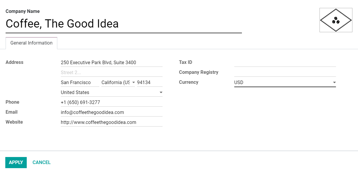 Ihre Unternehmensangaben in Odoo Buchhaltung und Odoo Rechnungsstellung hinzufügen