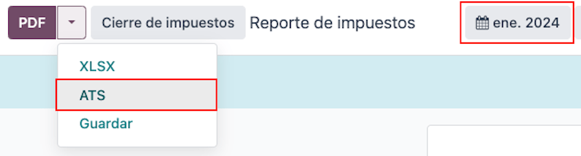 Herunterladen des ATS-Berichts für Ecuador in Odoo Buchhaltung.