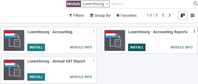 Die drei Module für die luxemburgische steuerliche Lokalisierung in Odoo