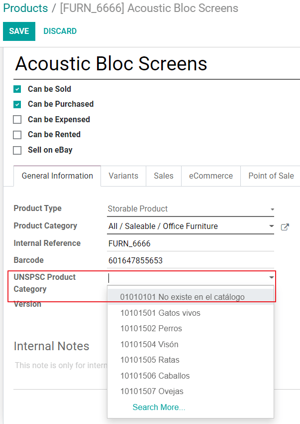 UNSPC-Code auf Produkten