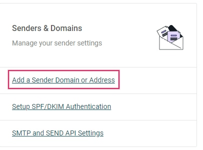 Eine Absenderdomain oder -adresse  in der Mailjet-Oberfläche hinzufügen.