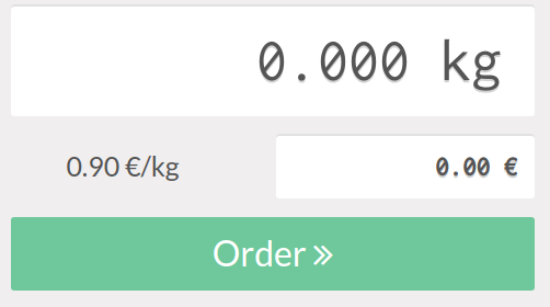 Dashboard der elektronischen Waage, wenn keine Artikel gewogen werden.