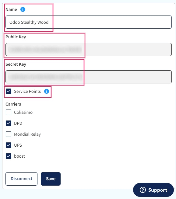 Konfiguration der Sendcloud-Integration und erhalt der Anmeldedaten.