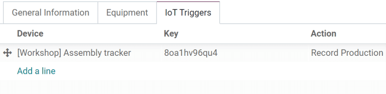 Der Reiter IoT-Auslöser des Formulars für den Arbeitsplatz.