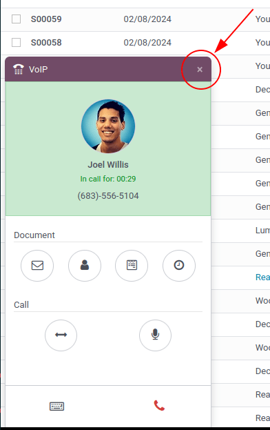 VoIP-Anruf in Odoo.