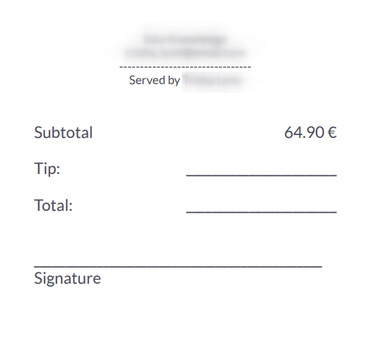 Rechnung mit Trinkgeld nach Zahlung durch Kunden ausfüllen