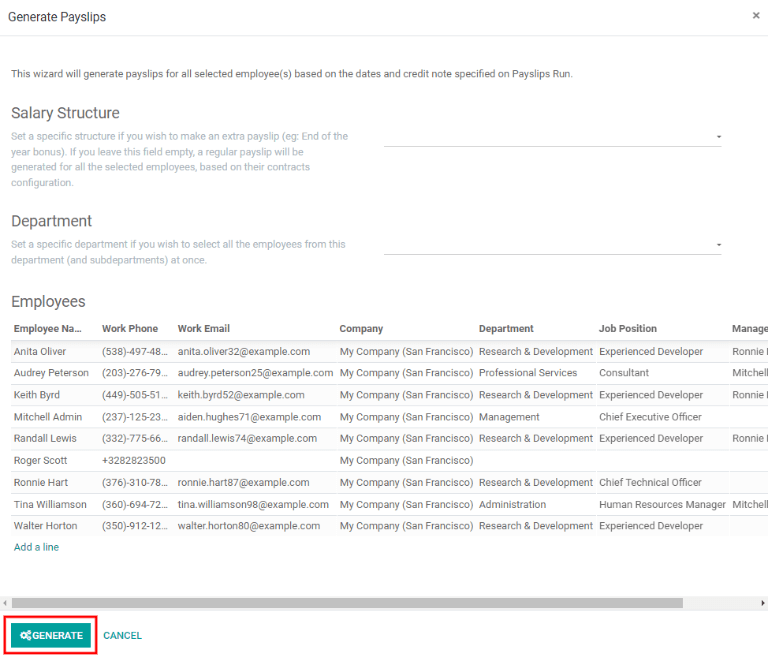 Générer les fiches de paie du nouveau lot.