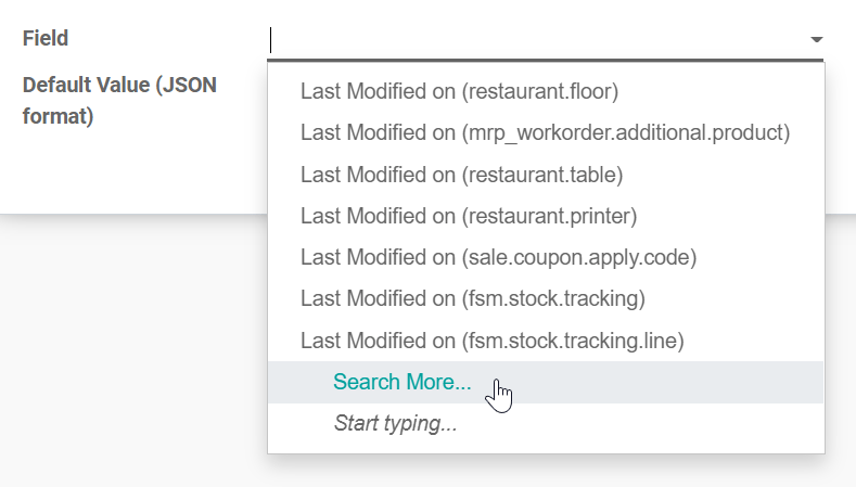 User-defined Defaults Field search