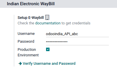 E-way 청구서 Odoo 설정