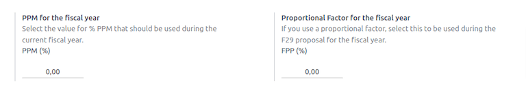 Propuesta F29 보고서에 있는 기본 PPM 및 비례 계수