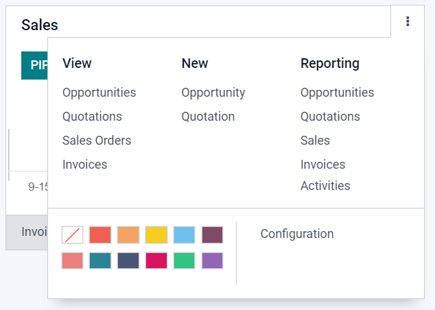 Odoo CRM 현황판에서 점 3개 메뉴를 클릭하면 문서를 확인한 후 영업기회를 생성할 수 있습니다.