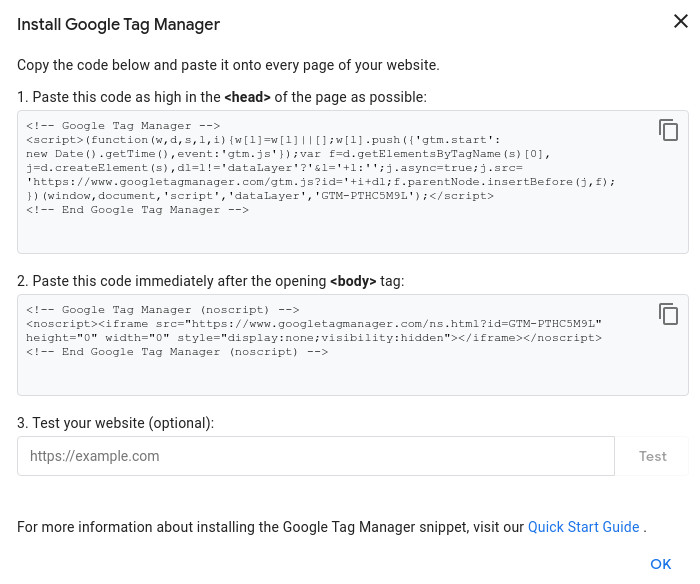 Instalar o Google Tag Manager