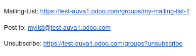 URLs no rodapé de um grupo de e-mail.